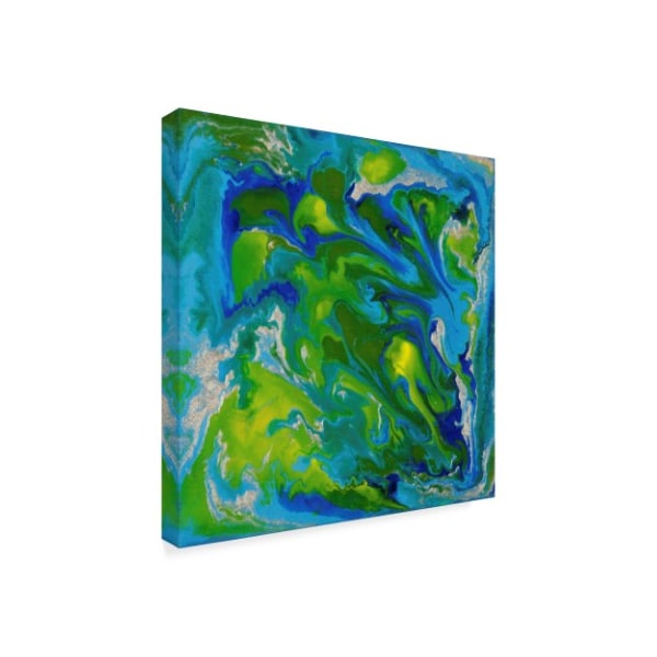 Hilary Winfield 'Liquid Industrial Green Blue' Canvas Art,14x14